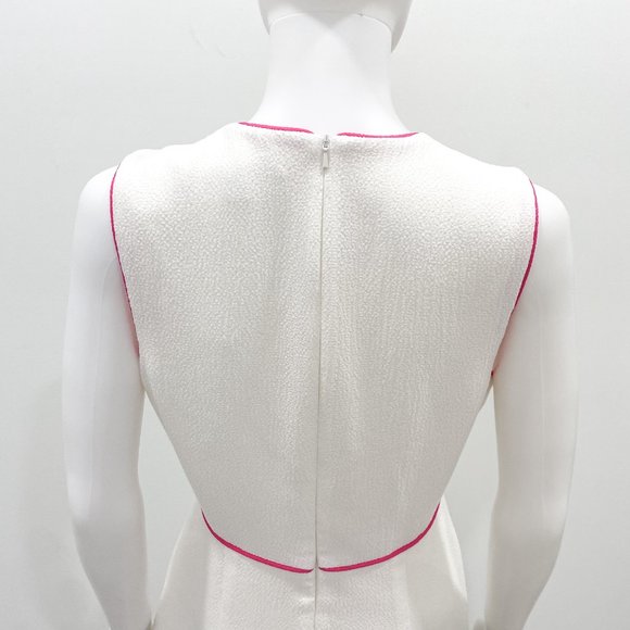 Black Halo Puma Sleeveless Sheath Dress Pebble Crepe White Sugar/Pink Size 8 - Picture 12 of 16